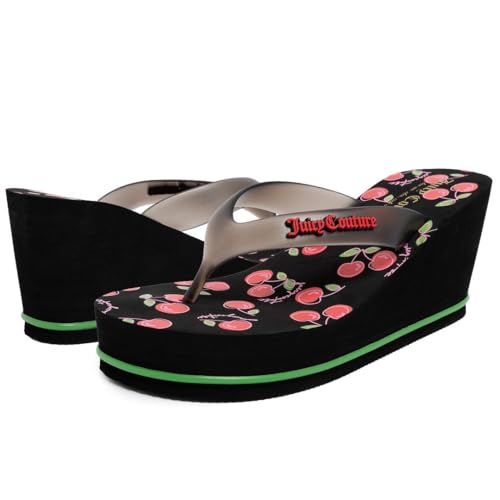 Image of Juicy Couture Women's Wedge Platform Flip Flops, Fashion Beach Sandals with Soft Footbed and Thong Style