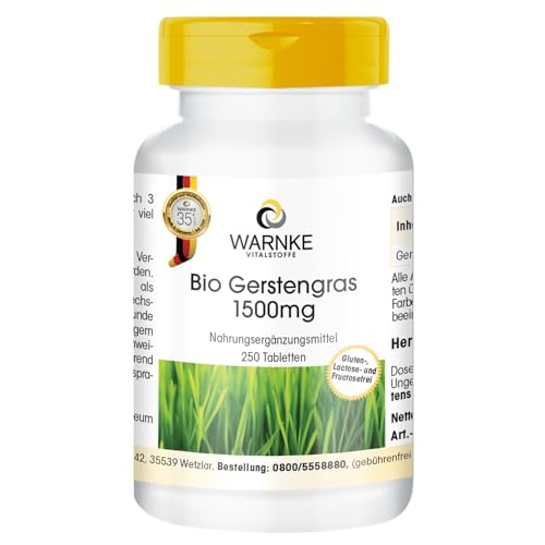 Bio Gerstengras - 250 Tabletten - Hordeum vulgare - HOCHDOSIERT - Deutsche Apothekenqualität - vegan | Warnke Vitalstoffe Bio Gerstengras - 250 Tabletten - Hordeum vulgare - HOCHDOSIERT - Deutsche Apothekenqualität - vegan | Warnke Vitalstoffe
