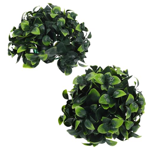 Gatuida 2 Bolas de Topiario Artificiales Colgantes para Decoración Interior y Exterior Bolas de Plantas de Plástico Resistente Hojas Verdes Diámetro 25Cm y 20Cm Ideales para Techo