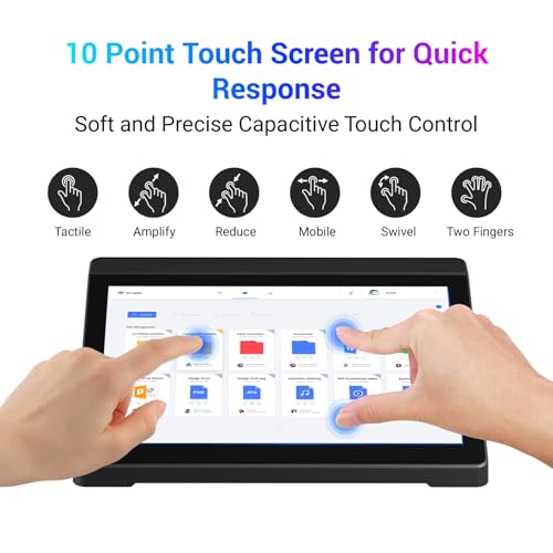 Image of 10.1 inch Industrial Touchscreen Mini PC with Battery, Win 10 Mini-Desktop J3455 4GB RAM, 64GB ROM eMMC, 4K Display Output HDMI 1.4, RS232 Dual-Band WiFi 5 for POS, Kiosk, Digital Signage