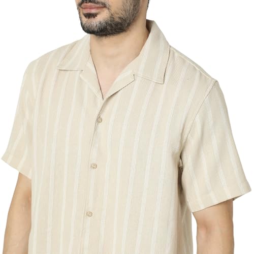 Image of Spykar Men's Relaxed Fit N /A Half Sleeve Striped Casual Shirts