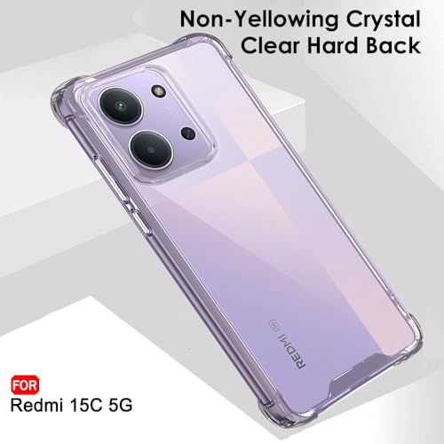 Image of TheGiftKart Crystal Clear Back Cover Case for Mi Redmi 15C 5G | Shock Proof 360 Protection | Hard Clear Back Cover Case for Mi Redmi 15C 5G (PC & TPU, Transparent Bumper)