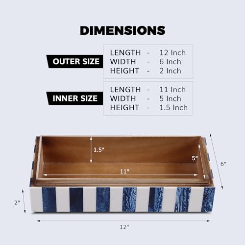 Image of Handicrafts Home Chevron Collection, Storage Organizer Decorative Box Multipurpose Gift - Chevron Blue 10x4.5x2.5 inch