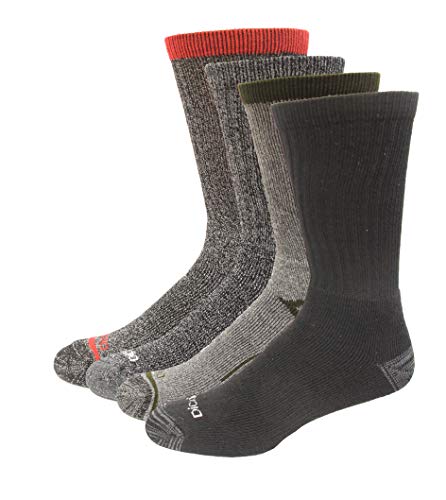 Dickies Men's Split Rib Moisture Control Crew Socks, 4 Pair
