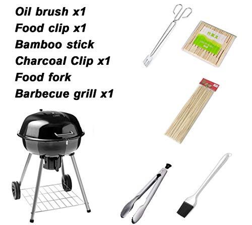 22.5 inch Kettle Charcoal Barbecue stove, portable Outdoor large round charcoal BBQ, garden grill for more than 5 people, Enamel stove cover Large area baking area Enamel baking net-Bundle 1