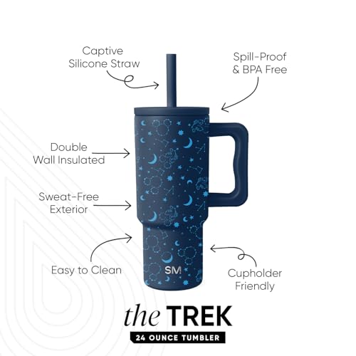 Image of Simple Modern Disney Kids 24 oz Tumbler with Handle and Silicone Straw Lid | Spill Proof Leak Resistant | Reusable Stainless Steel Bottle | Kids Boys | Trek Collection | Mickey Mouse Constellations