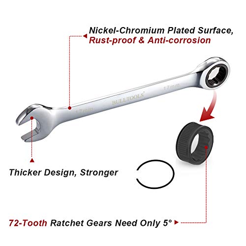 Image of BULLTOOLS 23-Piece Ratchet Wrenches Chrome Vanadium Steel Ratcheting Wrench Set with Metric and SAE 72-Tooth Box End and Open End Standard Wrench Set with Organizer Box