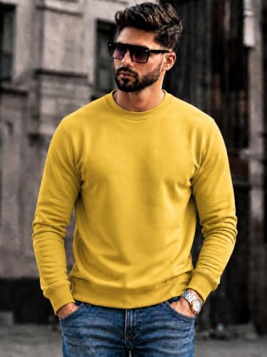 Image of Mack Jonney Men's Solid Winter Sweatshirt|Soft Fleece Fabric Full Sleeve Round Neck Sweatshirt|Stylish Casual Wear for Men-mj-281