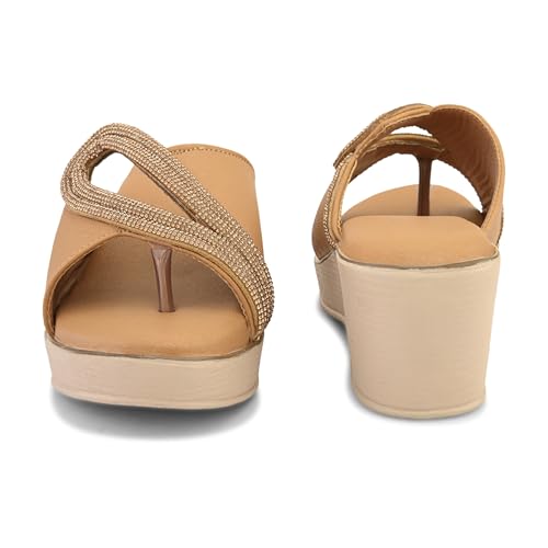 Image of Centrino Women's Wedge Heel Sandals | Stylish Slip-On Sandals for Ladies | Soft Cushioned Footbed for Comfort | Elegant & Trendy Design | Lightweight and Durable Fashion Footwear (9404)