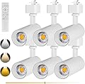 INTWELL 3-Colo 12W LED Track Lighting Heads,H Type LED Track Light Heads with Remote,Dimmable 3000K/4000K/5000K Selectable,CRI90+ Track Lighting for Accent,Artwork,Office 36°Angle 6Pack (White)