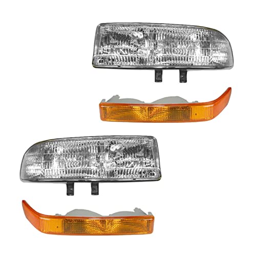 AM Autoparts Headlight Assembly Compatible With 1998-2005 Chevrolet Blazer 1998-2004 S10 Driver and Passenger Side