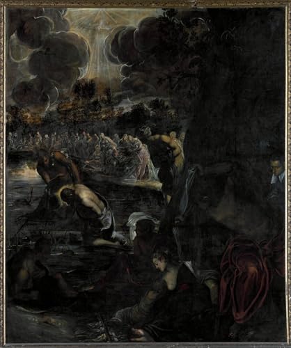 Tableau le Baptême du Christ de Tintoretto 60x90cm pour décoration salon