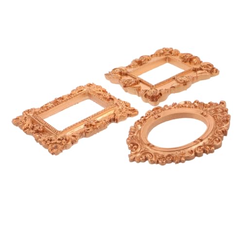 HAMPPLIES 3 St Mini Fotoramar i Resin Vintage Små Bilderamar för Nagelstudios DIY Fotobakgrunder och Bordsskiva för Jul Nyårsdekorationer