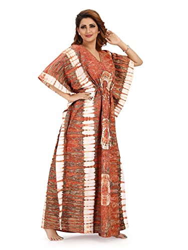 Image of Women's Cotton Solid Maxi Kaftan Nighty