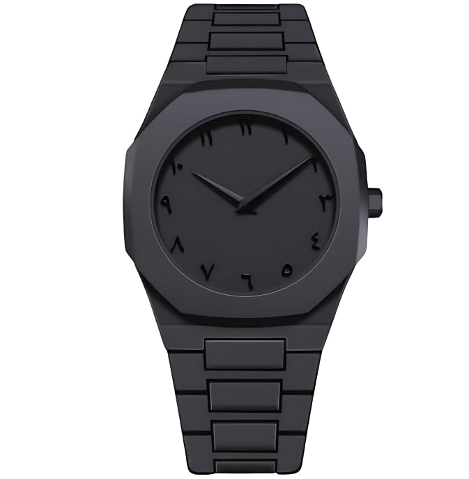 Aura Men’s Minimalist Analog Watch – Matte Black Dial with Arabic Numerals | Lightweight 42g Stylish Wristwatch for Daily Use, Office & Casual Outfits