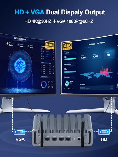 Image of HYSTOU Firewall Mini PC Micro Appliance, Router PC, VPN, Network Security Server, N100 Fanless Mini PC, Firewall 2.5gbe OPNsense, AES-NI, Vesa /Wall Mount(16GB DDR4 /512GB SSD)