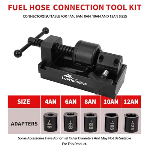 an Hose Fitting Installation Tool, Comes with Professional Storage Box，an Line Assembly Tool Universal Fit for Any Brand with 5 Dies (4AN-12AN) Aluminum Alloy Material — view 4