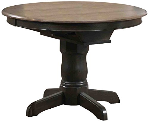 Iconic Furniture Round Dining Table, 42" x 42" x 60", Antiqued Grey Stone/Black