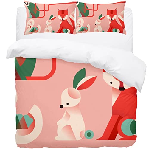 Parure de lit animaux géométriques avec housse de couette et taies - 2