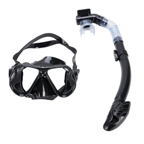 Tempered Glass Lens, Wide Viewing Comfortable Adult Snorkeling Gear with Dry Snorkel for Underwater Diving (1)