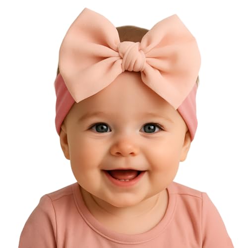 SYGA Baby Headbands Nylon Soft Bow Strechable Hairbands Newborn Infant Toddlers Kids 0-3 Years (Taro Purple)