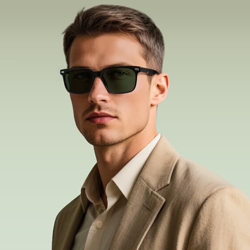 Contemporary Men’s Acetate Sunglasses – Sculptural Rounded-Square Frame with Wire‑Core Temples & Polarized UV4004