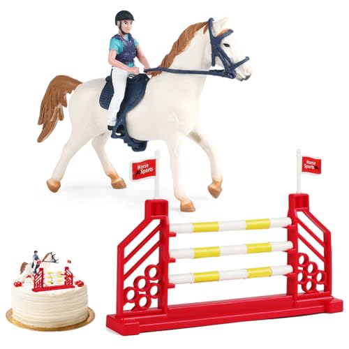 OZXVXZO 3 Stück Pferde Figur Pferd Und Reiter Ornamente Realistische Pferdefiguren Pferd Reiter Modell Kuchendeckel für Kinder Geschenk Pädagogisches Spielzeug
