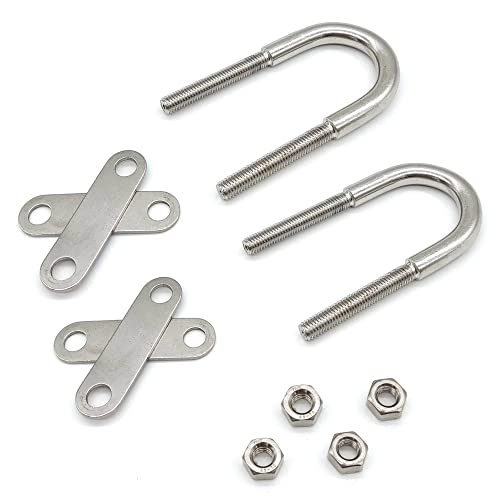 HAOBIN 2 StüCke U Schrauben M8 45 X 100 Mm U Bolzen Rund U Schrauben Edelstahl U BüGel BüGelbolzen BüGelschraube Edelstahl U Schraube Mit 4 Unterlegscheiben Und 4 Muttern FüR Rohrdurchmesser Bis 45 Mm