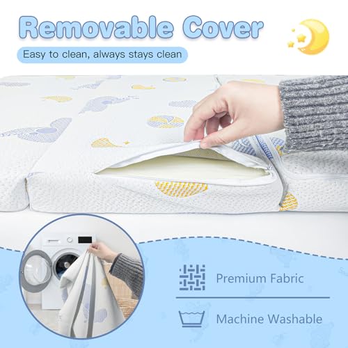 Image of Pack and Play Mattress, 38 inchx 26 inch Soft & Firm Memory Foam Dual-Sided Pack N Play Mattresses Pad for Toddler Includes Carry Bag, Mattress for Pack N Play with Washable Cover