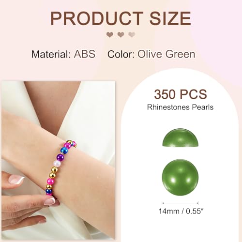 Perles strass ABS à dos plat vert olive pour customisation textile et nail art - 3