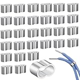 30 Stück Seilklemme,Quetschhülsen,Pressklemmen,Würgeklemmen,Drahtseilklemme,Zur Verwendung mit Gummiseilen,Geeignet für elastische Seile,Außendurchmesser 2,35 x 0,92 cm, Innendurchmesser 2,08 x 0,9 cm