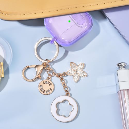 Image of (with Safety Lock) Clear Case Compatible with Cute Apple Airpods 4 Cases 2024 Women, VISOOM Soft TPU Transparency Air pods 4 Gen Case iPods 4 Earbuds Case Girl Bling Keychain for Airpod iPod 4th Gen