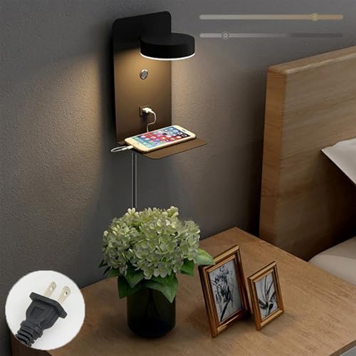 HQHYGM Indoor Wall Light with 5V/2A USB Charging Port Wall with Touch Dimmable Wall Lamp with 1.8m Cord 350° Rotating Bedroom Bedside Reading Light Living Room Hotel Room