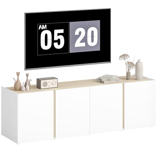 HOMCOM TV Schrank Lowboard für Fernseher bis zu 65 Zoll, 135 cm lang...