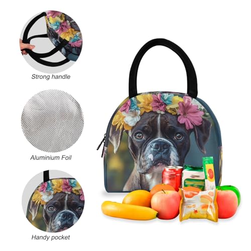 Backpack Lunch Box Set Large Capacity Travel Backpacks and Insulated Lunch Bag for Commute Hiking Picnic Floral Dog Print4