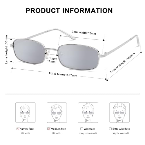 Image of SOJOS Trendy Rectangle Sunglasses Womens Mens, Retro 80s 90s Y2k Chic Narrow Thin Skinny Sunnies SJ1187 | Retro 80s 90s 2000s Chic Narrow Thin Skinny Frame UV400 Protection Lenses