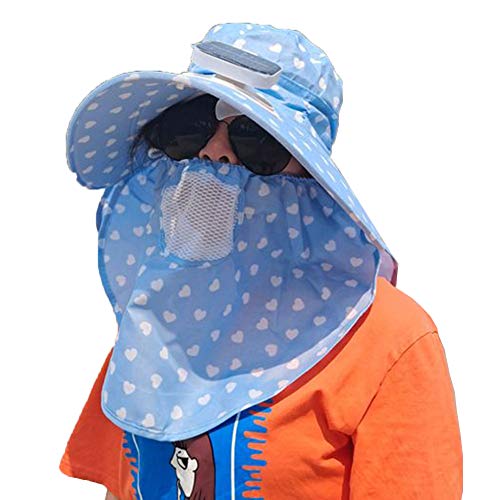 LXFMZ Solar Powered Air Fan Cooled Hat, USB Rechargeable Sun Hat Unisex Cap Fan Outdoor Cap (5 Pieces),Blue,One Size