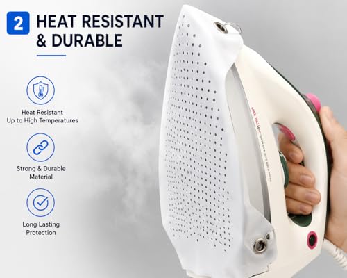 Image of Teflon Iron Shoe Cover for Steam Irons - Non-Stick Soleplate Protector for Delicate Fabrics - Anti-Scorch, Anti-Shine, Universal Fit Ironing Aid