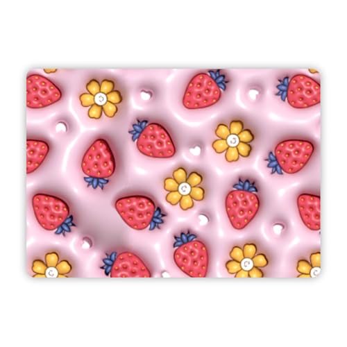 MAIBED 冷感ジェルマット 夏用 ひんやり 接触冷感 二重構造 厚手 3Dプリント 花柄 ブルー 噛みつき防止 クールマット 犬 猫 ウサギ ペット用 防水 抗菌加工 洗える 車用 人間 座布団 枕 熱中症対策 (イチゴ柄,L 60*45cm)