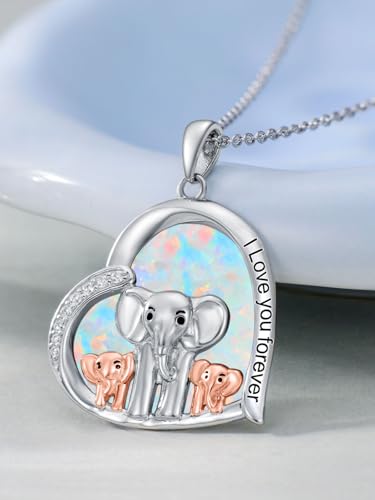 Mom Necklace 925 Sterling Silver Mama Elephant/Sloth/Bear Pendant Necklace with 1-5 Cubs Mothers Day Gifts Jewelry for Women2