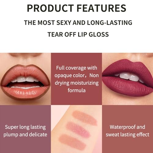 4. Bild von Sitovely Peel Off Lip Liner Stain, 3PCS Lip Stain Peel Off Matte Brown Lip Liner, Langanhaltender Abziehbarer Lippenfleck, Lip Liner Tattoo Highly Pigmented Lip Tint Stain(Pink, M)