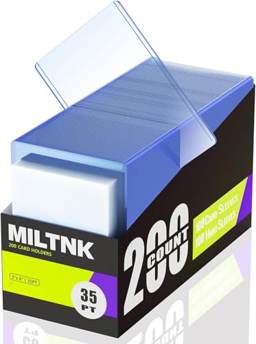 200 Pack Hard Card Sleeves, Plastic Card Sleeves, Baseball Sports Trading PKM Cards Holder Protectors (100 Hard Sleeve + 100 Soft Sleeve)