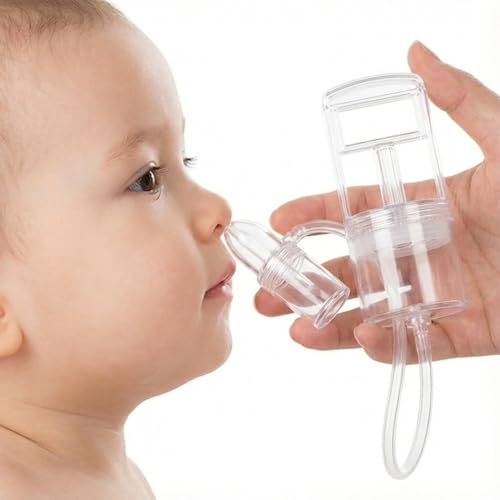 Aspirador Nasal Bebé Manual con Bomba – Sacamocos Potente e Higiénico sin Succión Bucal – Punta de Silicona Suave Antirreflujo – Limpieza Nariz Recién Nacido y Niño – Fácil de Lavar y Portátil
