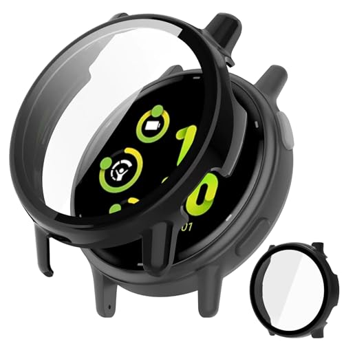 JXRICH �Ή� Garmin Vivoactive 5 �P�[�X 9H�d�x �y�� PC+�����K���X �K�[�~�� Vivoactive 5 �p �ی�J�o�[ �����x �����ȒP �ϏՌ� �S�ʕی� ���h�~�w��h�~ ��U�h�~(�u���b�N)