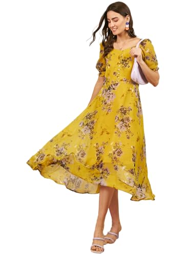 Image of Rare Women's Polyester Fit and Flare Maxi Casual Dress