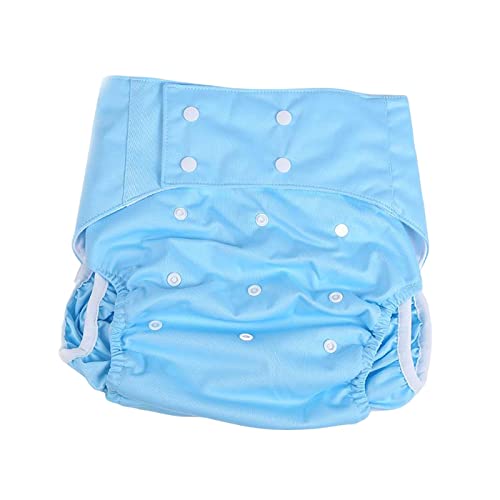 perfk Cubierta de pañal para adultos, cubierta de pañal lavable, talla única, sin fugas, parte elástica de la pierna, pantalones de pañales ajustables , Azul