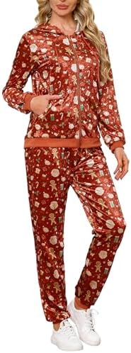 Womens 2 Piece Sweatsuits Set Velvet Long Sleeve Zip Up Track Sui...