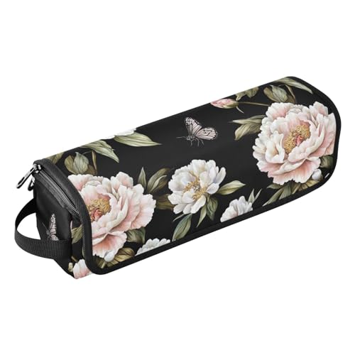 Chic Peonies Black 2-en-1 Estuche de Viaje para Rizadores con Tapete Resistente al Calor y Doble Capa para Plancha, Secador y Organizador de Accesorios para el Cabello miniatura 1
