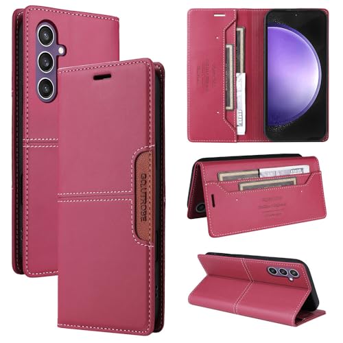 Étui Samsung S21 Plus en cuir premium rose protection intégrale clapet aimanté