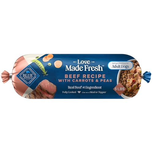 Image of Blue Buffalo Love Made Fresh Natural Adult Dog Food, Refrigerated, Beef with Carrots and Peas, Fresh Dog Food, Ready-to-Serve, 5-lb Roll